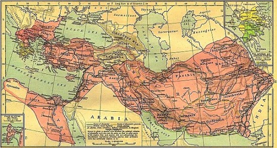 Bản đồ đế chế rộng lớn Macedonia dưới thời Alexander Đại đế